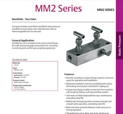 AGI MM2 Series - 2 Valve B&B SP Manifolds